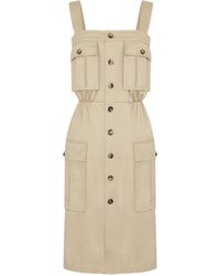 Saint Laurent - Abito Midi Saharienne - Lyst