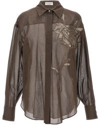Brunello Cucinelli - Embroidery Shirt Camicie Marrone - Lyst