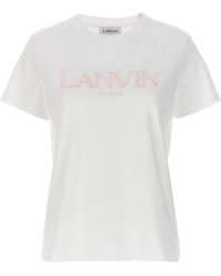 Lanvin - Logo Embroidery T Shirt Bianco - Lyst