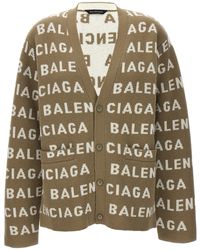 Balenciaga - All-over Logo Cardigan Sweater, Cardigans - Lyst
