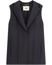 Fendi - Mohair Blend Vest With Back Ff Embroidered Logo - Lyst