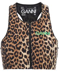 Ganni - Logo Leopard Sports Top Intimo Multicolor - Lyst