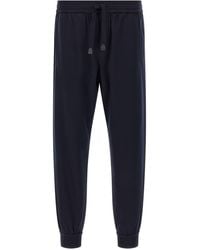 Brioni - Cotton And Cashmere Joggers Pantaloni Blu-Uomo - Lyst