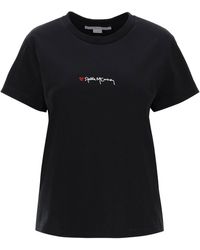Stella McCartney - T Shirt Con Firma Ricamata - Lyst