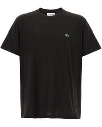 Lacoste - Logo Patch T Shirt Nero-Uomo - Lyst