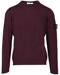 Stone Island - Crew Neck Sweater Knitwear Bordeaux - Lyst