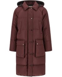 Brunello Cucinelli - Shiny Zipper Pull Puffer Jackets Bordeaux-Donna - Lyst