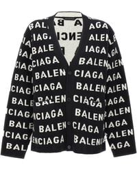 Balenciaga - All Over Logo Cardigan Sweater, Cardigans - Lyst