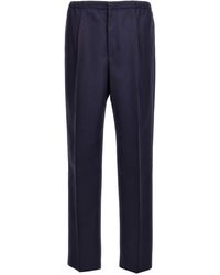 Fendi - Wool Pantaloni Blu - Lyst