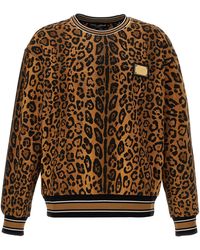 Dolce & Gabbana - Leopard Print Felpe Marrone - Lyst