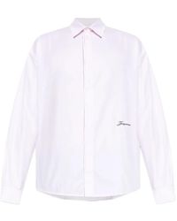 Jacquemus - Camicia Con Logo Ricamato E Motivo A Spina Di Pesce-Uomo - Lyst