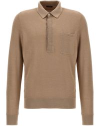 Zegna - Knitted Shirt Polo Beige - Lyst
