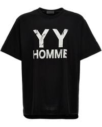 Yohji Yamamoto - Logo Print T Shirt Nero - Lyst