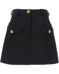 Balmain - Mini Skirt Gonne Nero - Lyst