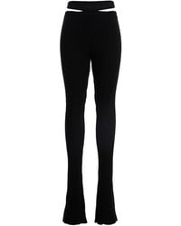 ANDREADAMO - Ribbed Flared Trousers Pantaloni Nero - Lyst