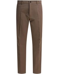 Burberry - Cotton Chino Pants Trousers Marrone-Uomo - Lyst