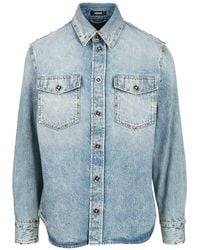 Versace - Studded Denim Shirt - Lyst