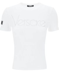 Versace - "Logo Rhinestone T-Shirt - Lyst