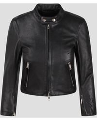 Balenciaga - Cropped Leather Jacket - Lyst