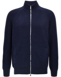 Brunello Cucinelli - Zip Cardigan Maglioni Blu-Uomo - Lyst