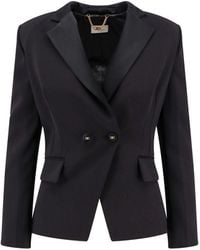 Elisabetta Franchi - Double-Breasted Blazer With Covered Buttons - Lyst