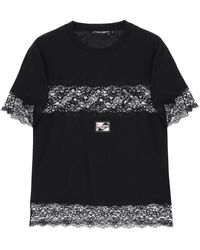 Dolce & Gabbana - T-shirt With Lace Inserts - Lyst