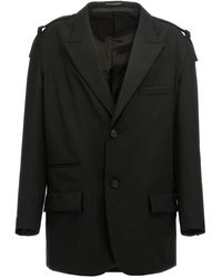 Yohji Yamamoto - Single-Breasted With Strap Detail Blazer Nero - Lyst