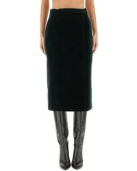 Saint Laurent - Velvet Crossover Midi Skirt - Lyst