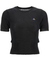 Vivienne Westwood - Short-sleeve Sweater With Orb Embroidery - Lyst