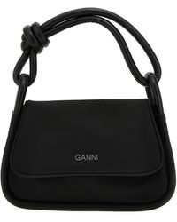 Ganni - Knot Flap Over Shoulder Bag Borse A Spalla Nero - Lyst