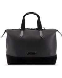 Tom Ford - Leather Duffle Bag With Suede Inserts And Logo Patch - Lyst