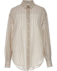 Brunello Cucinelli - Pinstriped Shirt Camicie Bianco/Nero - Lyst
