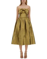 Self-Portrait - Metallic Jacquard Midi Dress-Donna - Lyst