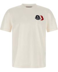 Moncler - Tricolor Logo T Shirt Bianco-Uomo - Lyst