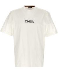 ZEGNA - Logo T Shirt Bianco - Lyst