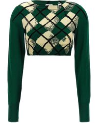 Burberry - Argyle Pattern Sweater Maglioni Verde - Lyst