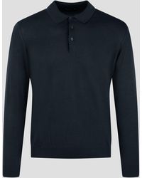 Drumohr - Long Sleeved Cotton Polo Shirt - Lyst