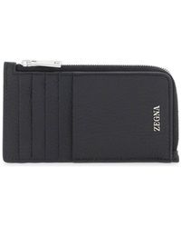 Zegna - Grained Leather 10cc Card Holder - Lyst