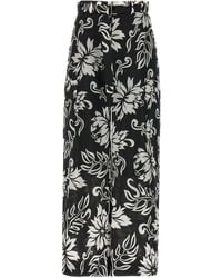 Sacai - Floral Print Trousers Pantaloni Bianco/Nero - Lyst