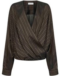 Dries Van Noten - Striped Cupro Draped Blouse - Lyst