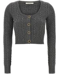 Alessandra Rich - Cropped Wool Cardigan Maglioni Grigio - Lyst