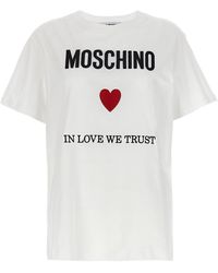 Moschino - In Love We Trust T Shirt Bianco - Lyst