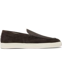 Brunello Cucinelli - Chevron-Effect Suede Loafers Loafers & Slippers Marrone-Uomo - Lyst