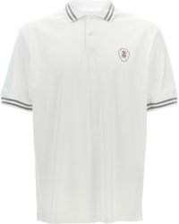 Brunello Cucinelli - Logo Shirt Polo Bianco-Uomo - Lyst