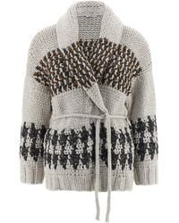 Brunello Cucinelli - Opera Prince Of Wales Sweaters And Cardigans - Lyst