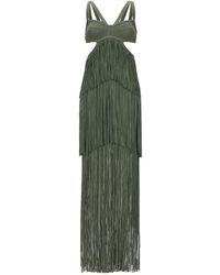 Hervé Léger - Strappy Tiered Fringe Abiti Verde-Donna - Lyst