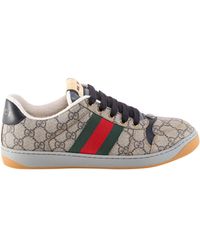 Gucci - Screener Gg Supreme Fabric And Leather Sneakers - Lyst