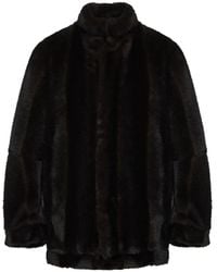 MM6 by Maison Margiela - Faux Fur Turtleneck Jacket - Lyst