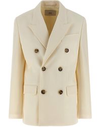 Ami Paris - Double-Breasted Wool Blazer With Peak Lapels And Flap Pockets - Lyst