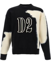 DSquared² - Two-Tone Wool Crewneck Sweater - Lyst